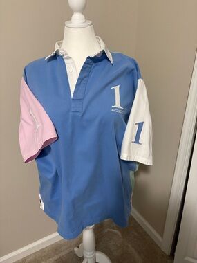 Hackett Blue and White Cotton Polo